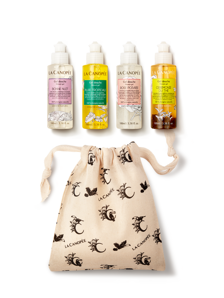 Pochette Découverte 4 gels douche voyage