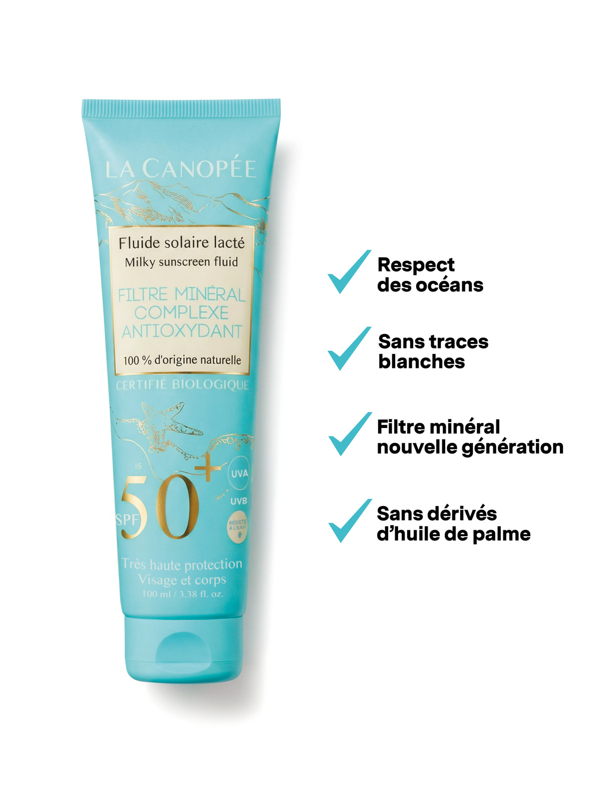 Fluide solaire lacté SPF50+