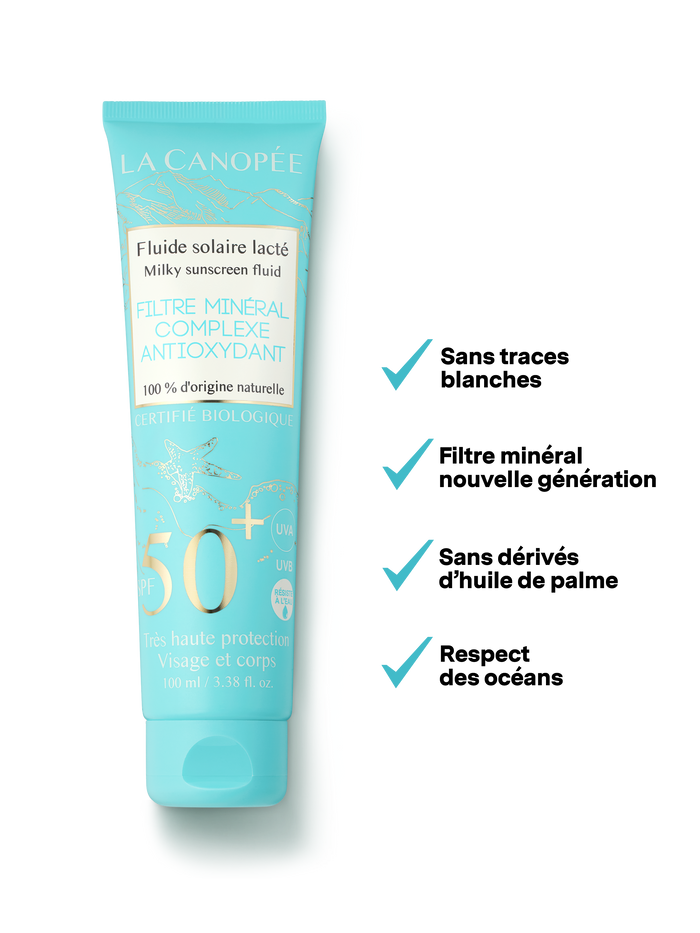 Fluide solaire lacté SPF50+